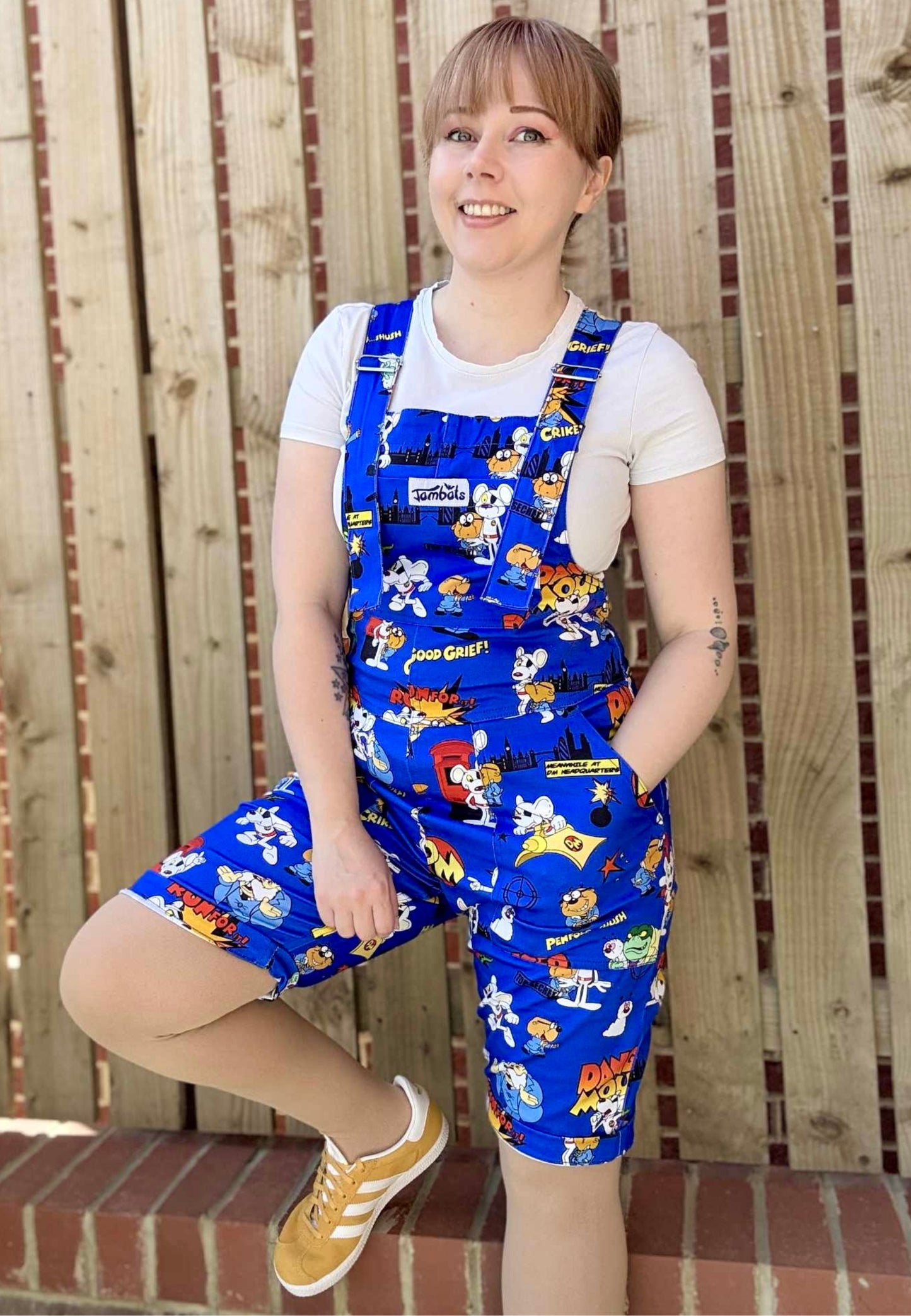 Jambats x DangerMouse Shorts Dungarees. Shortalls Dungaree Shorts