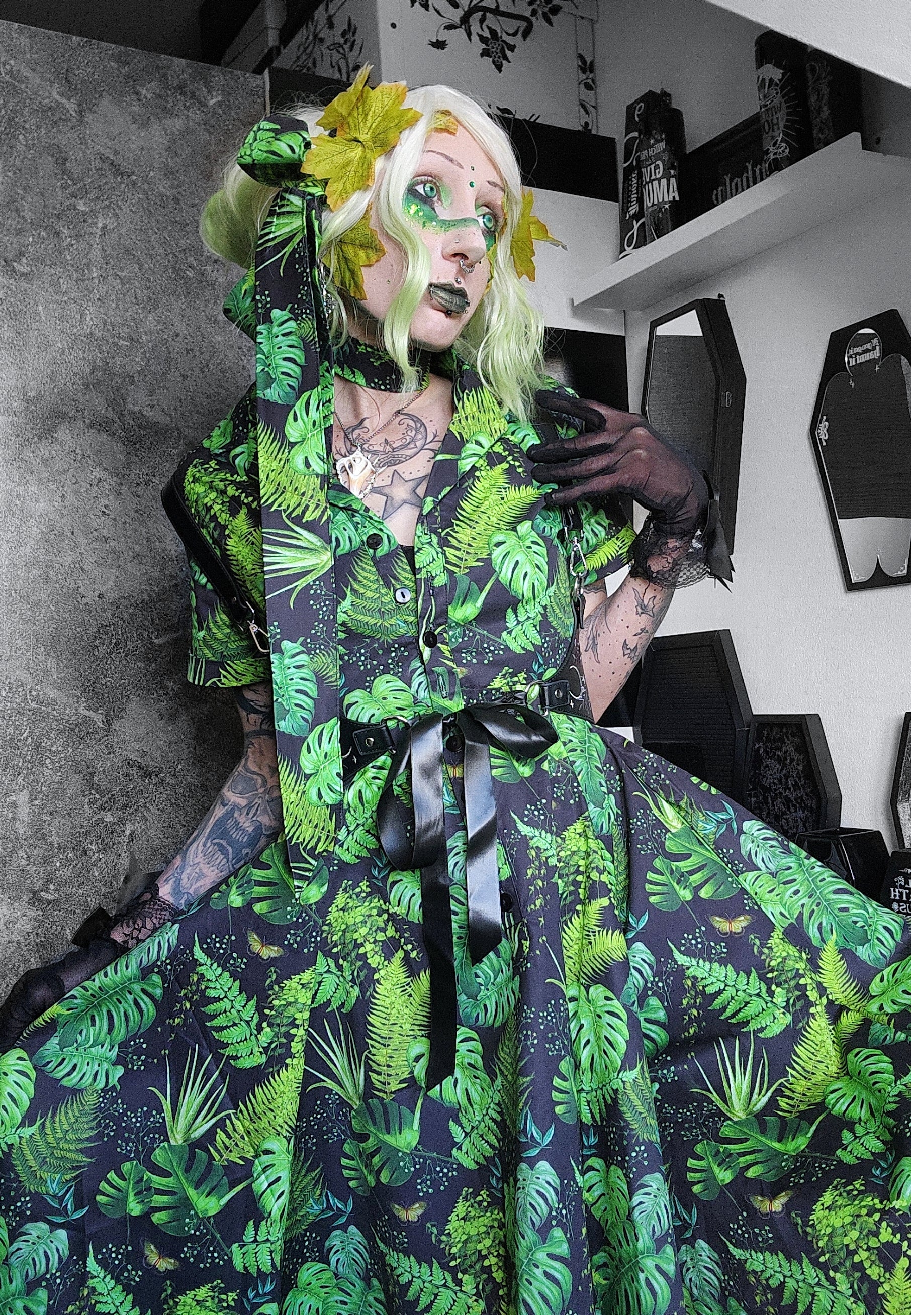 Botanicals Retro Shirt Dress. Jambats. Ethically Made Slow Fashion