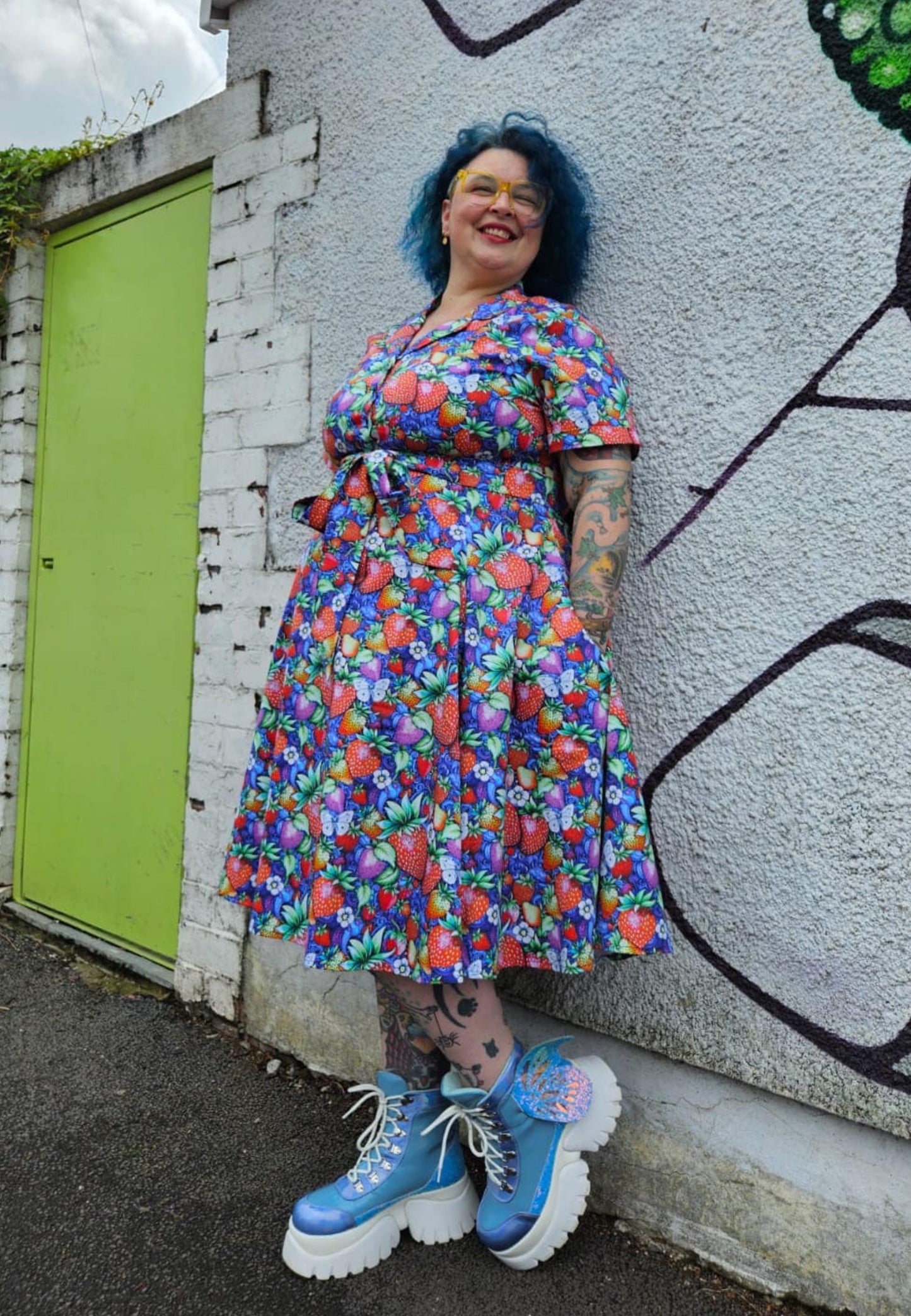 Strawberry Fields Retro Shirt Dress.