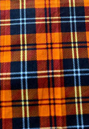 Orange Tartan Stretch Cotton Fabric Remnants.