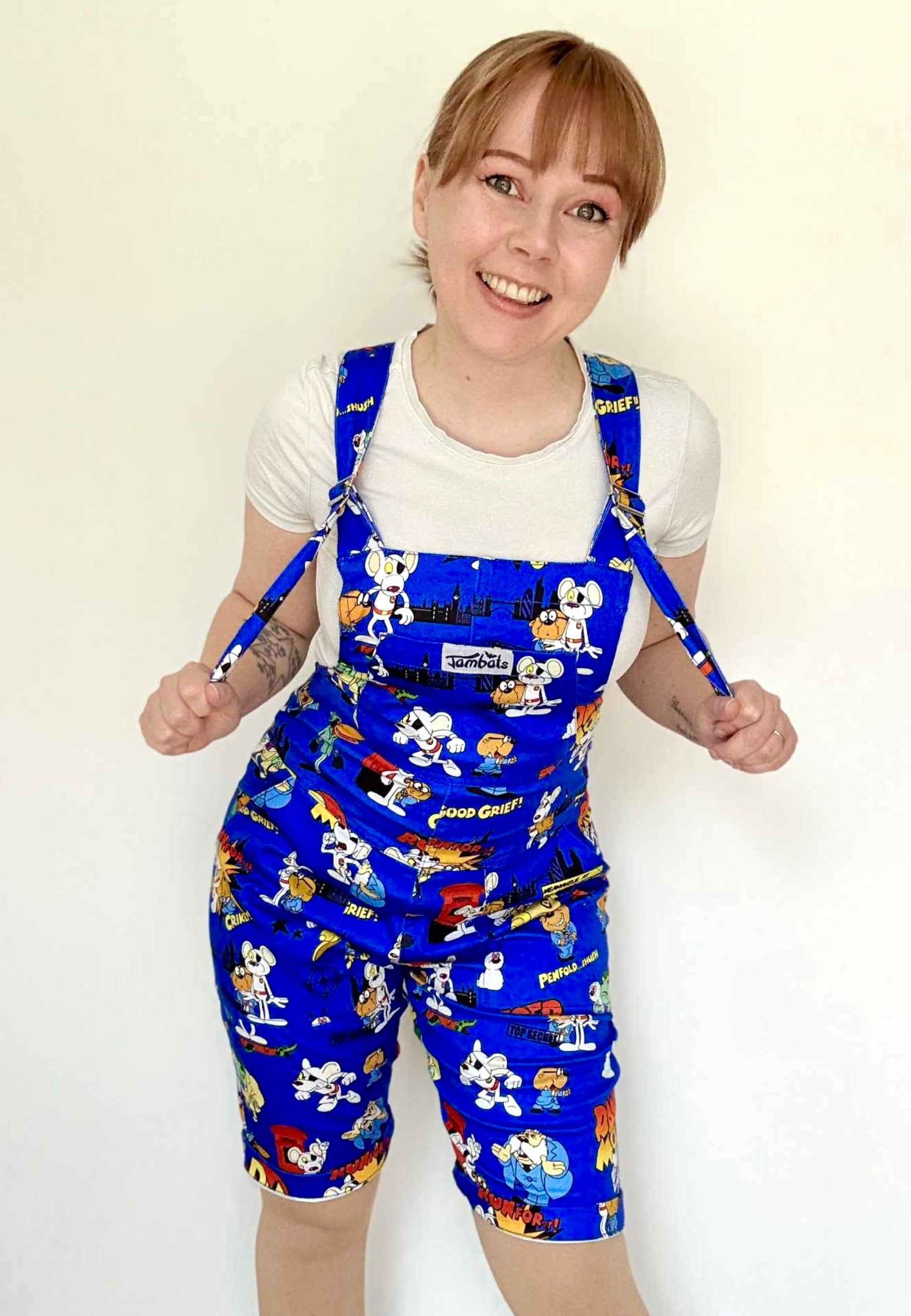 Jambats x DangerMouse Shorts Dungarees. Shortalls Dungaree Shorts