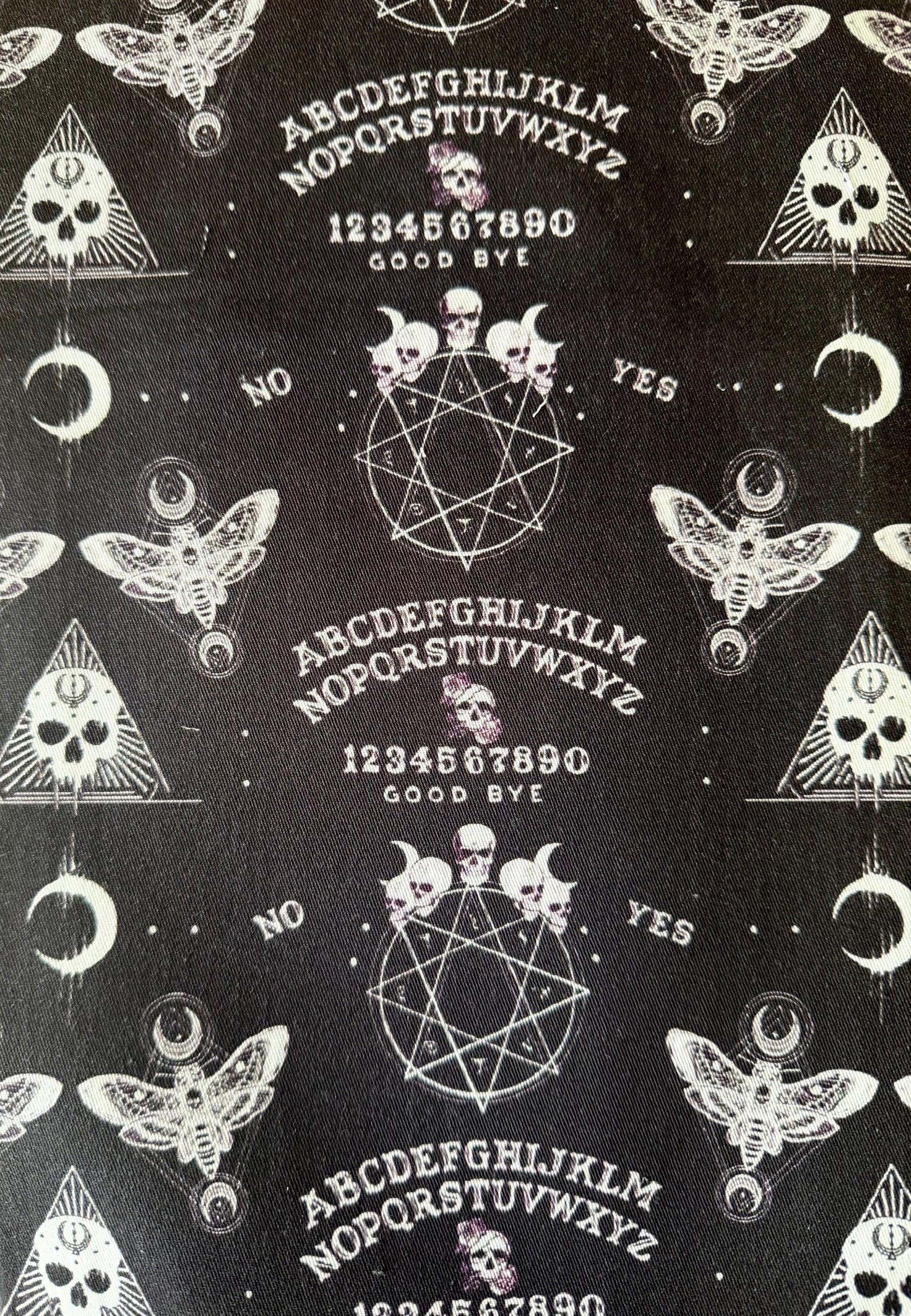 Is There Anybody There. Ouija Stretch Cotton Fabric Remnants