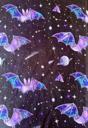 Cosmic Bats Stretch Cotton Fabric Remnants.