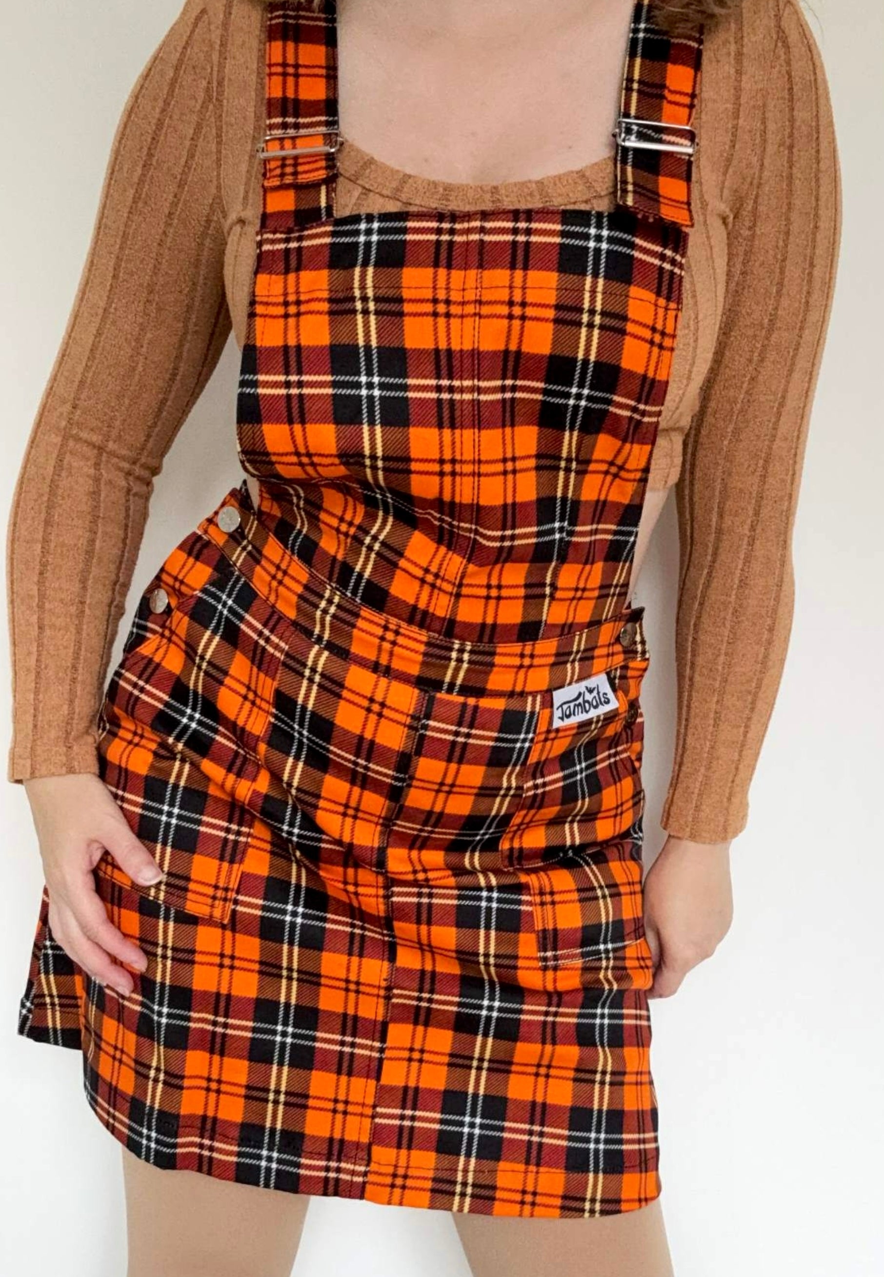 Pumpkin Spice Orange Tartan Pinafore