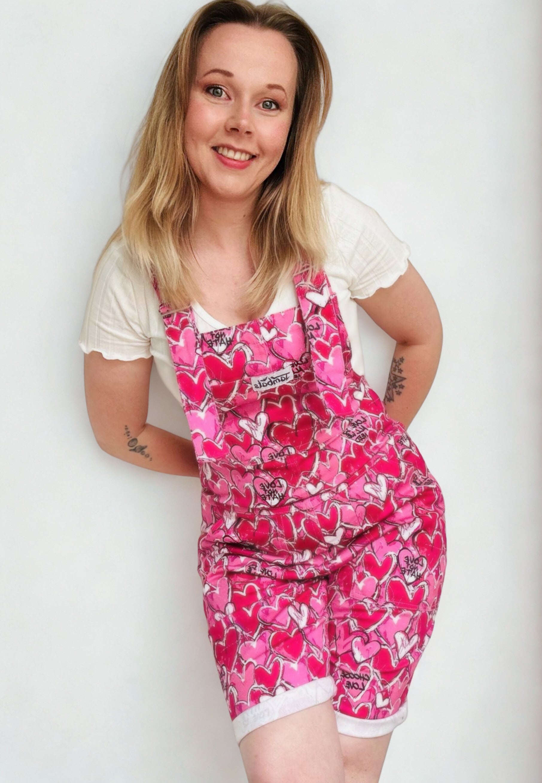 Let There Be Love Shorts Dungarees.