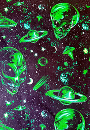 Extraterrestrials Stretch Cotton Fabric Remnants.