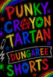 Dungaree Shorts. Punky Crayon Rainbow Tartan Shorts
