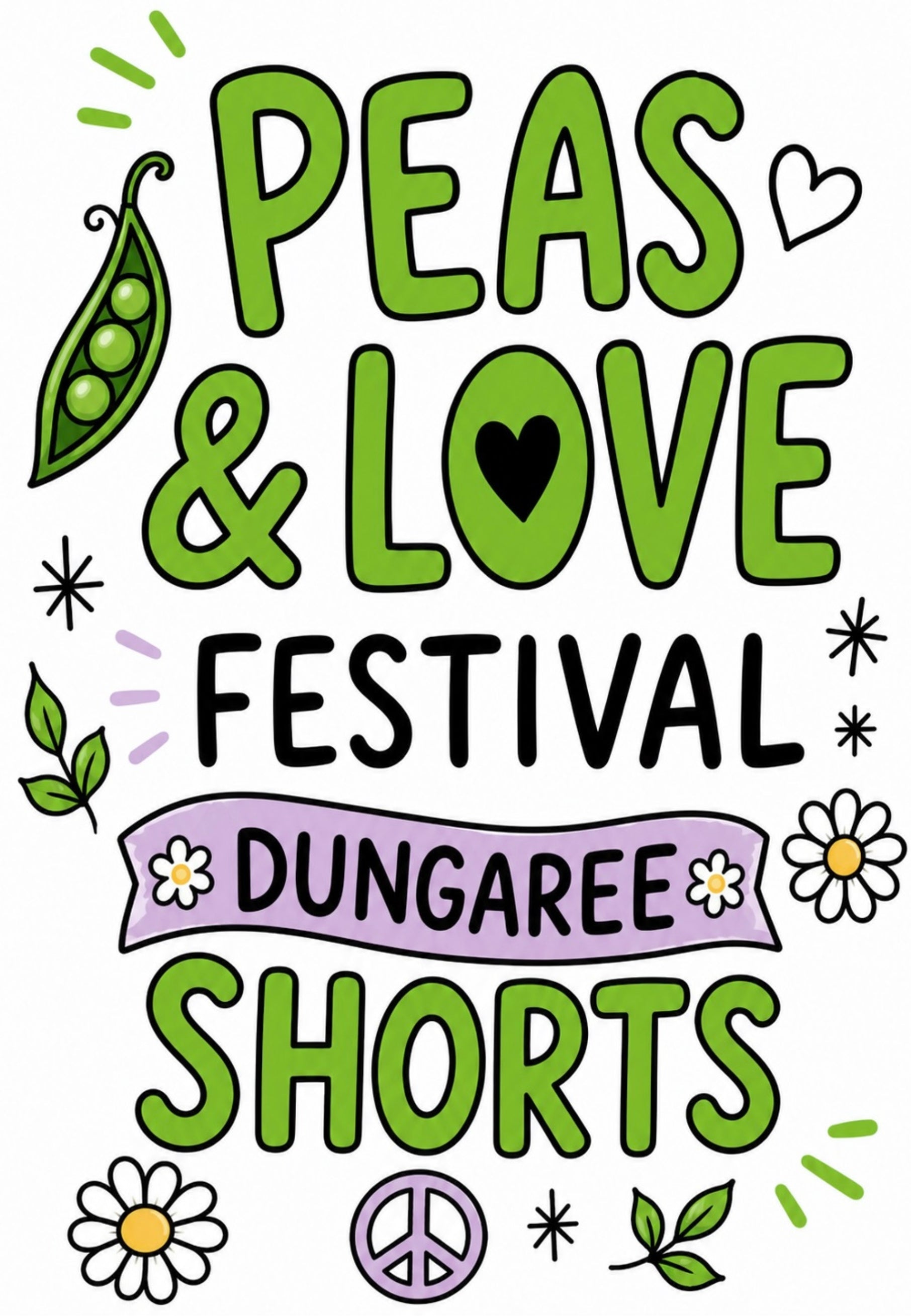 Dungaree Shorts. Peas and Love Festival