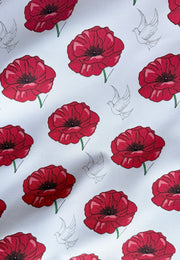 Dove of Peace. Poppy and the Dove 100% Cotton Drill Fabric