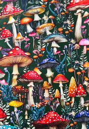 The Wild Shrooms Stretch Cotton Fabric Remnants