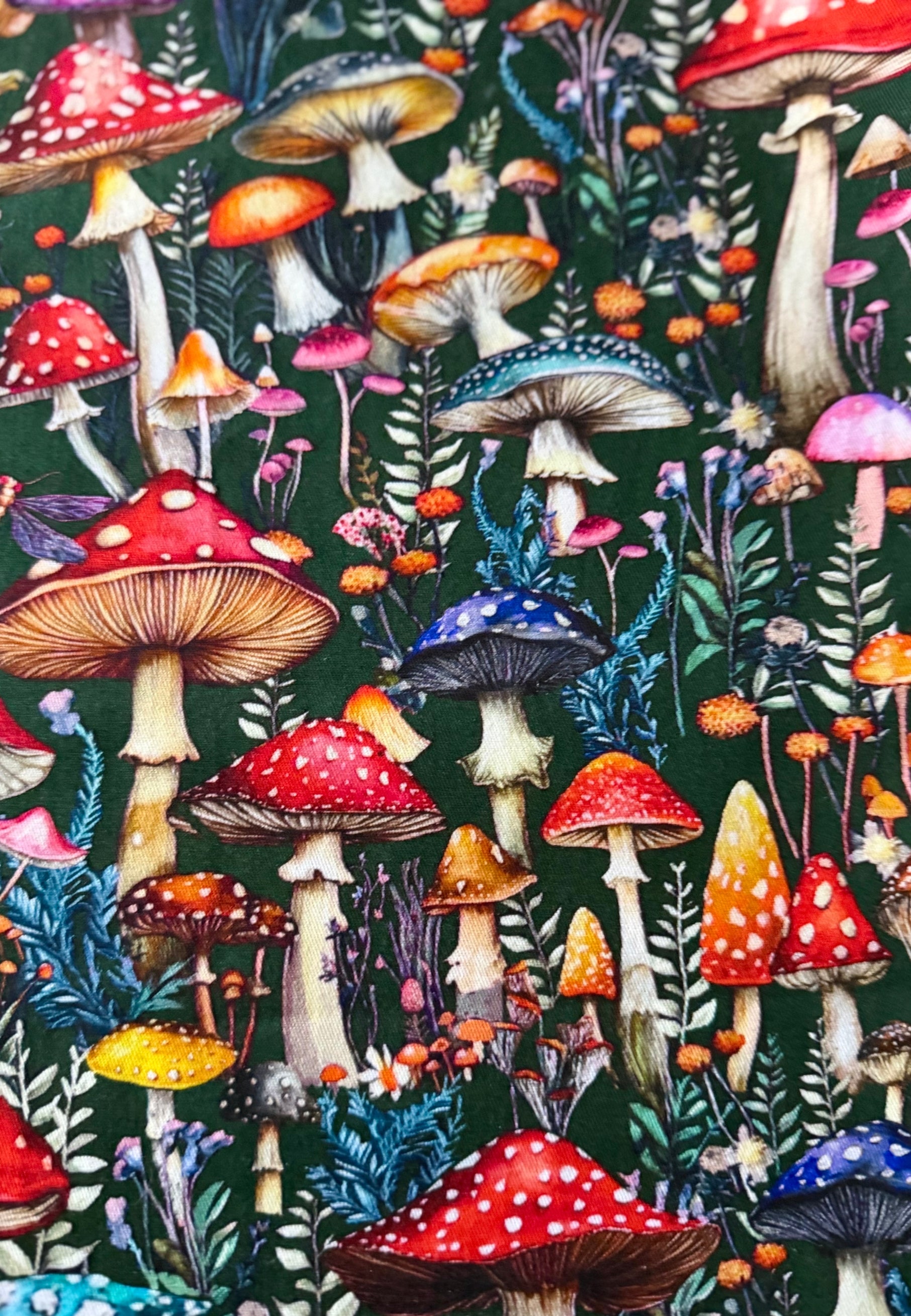 The Wild Shrooms Stretch Cotton Fabric Remnants