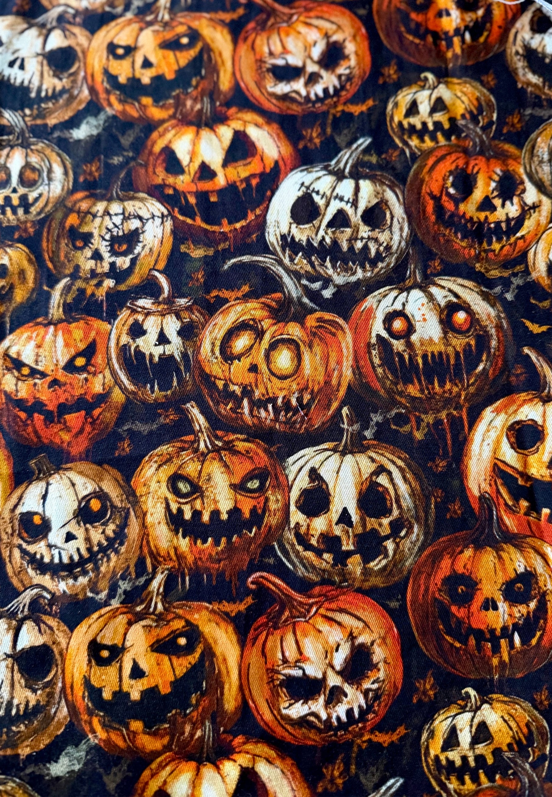 Creepy Ass Pumpkins Stretch Cotton Fabric Remnants.