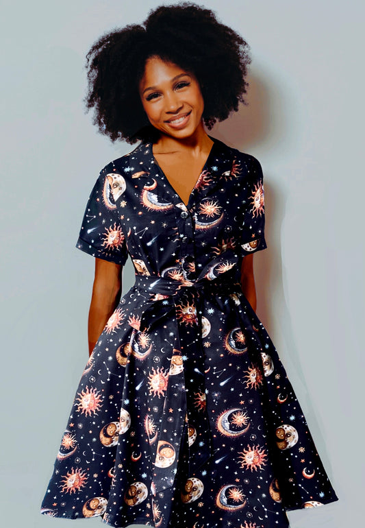 Night Thinkers and Day Dreamers Retro Shirt Dress.