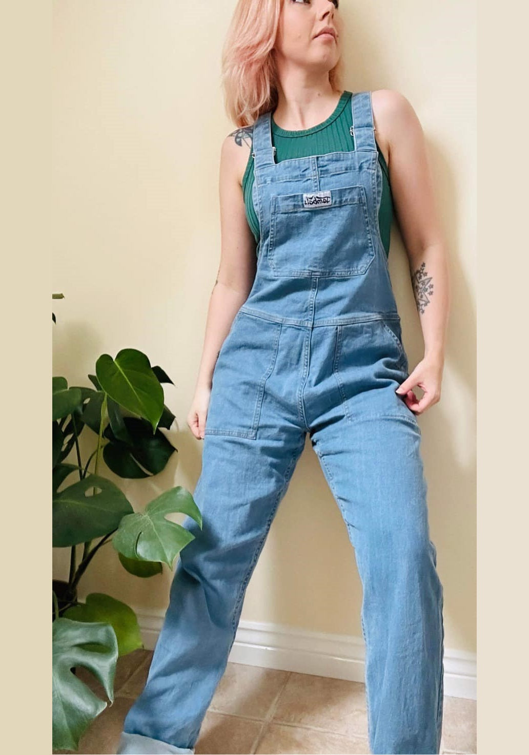 January Seconds Sale. Light Wash Denim Soft Stretch Dungarees.