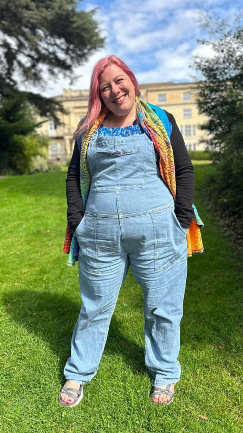 January Seconds Sale. Light Wash Denim Soft Stretch Dungarees.