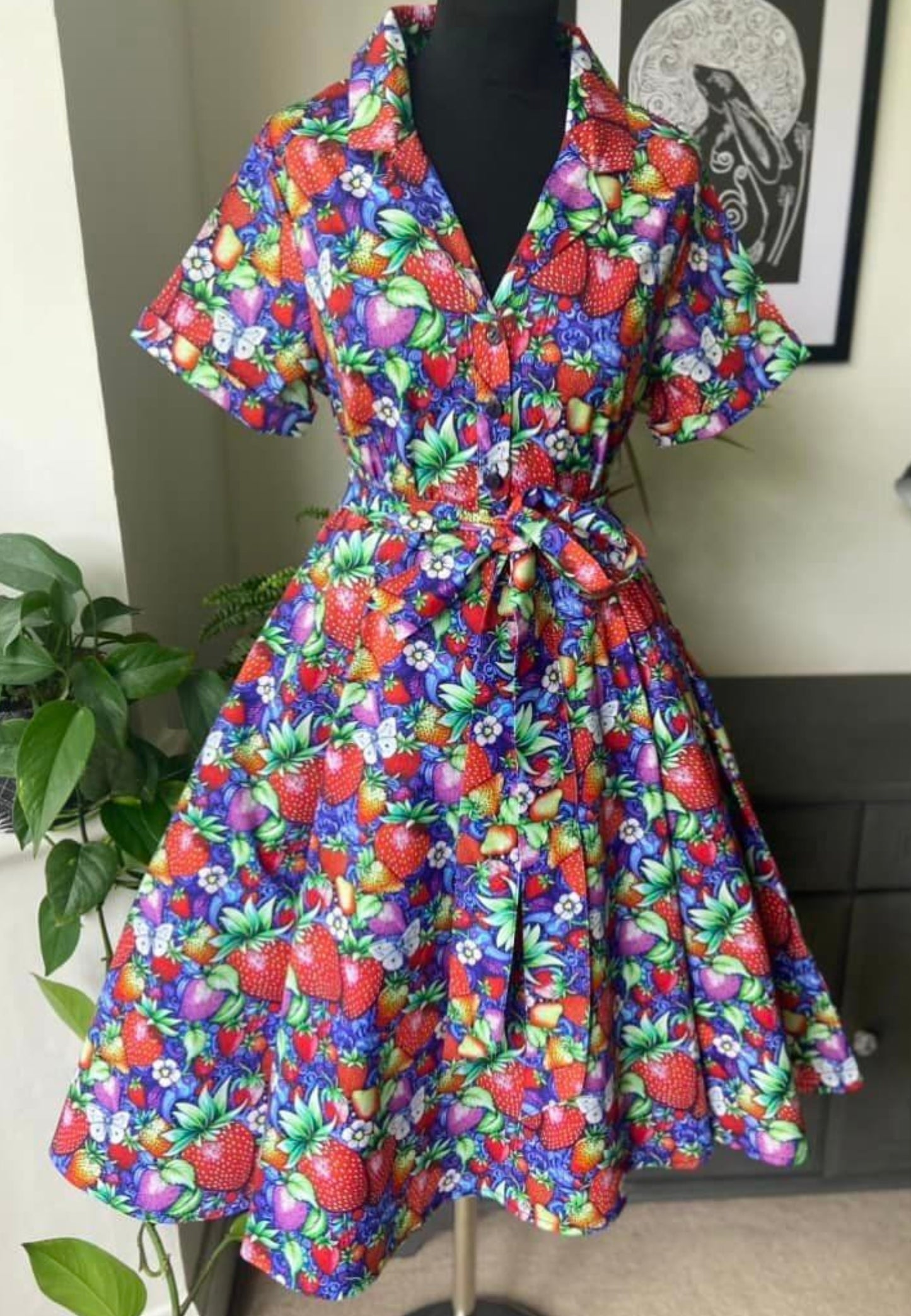 Strawberry Fields Retro Shirt Dress.