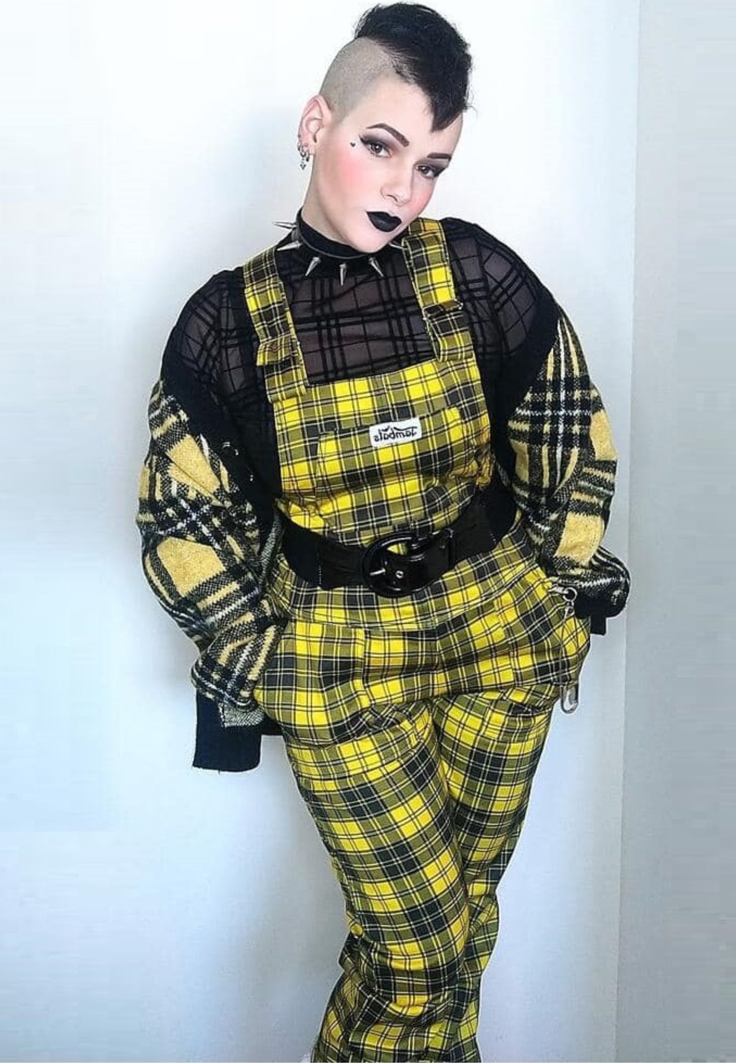 Yellow Tartan Dungarees.