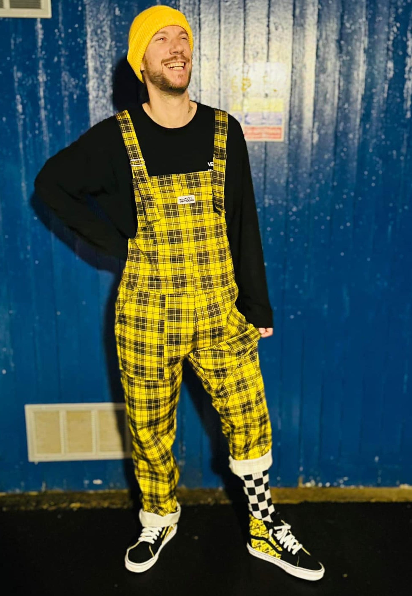 Yellow Tartan Dungarees.