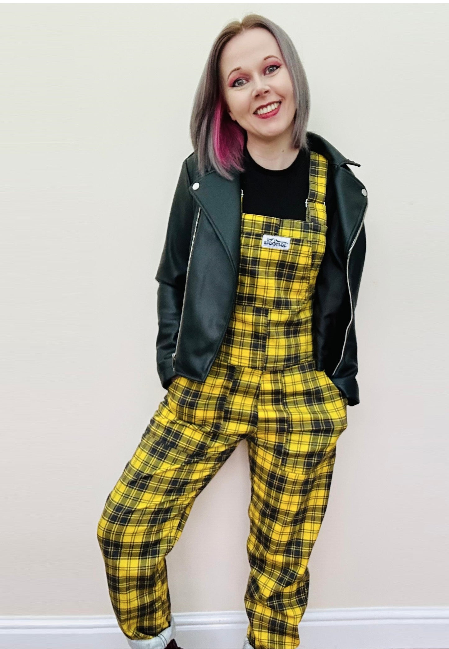 Yellow Tartan Dungarees.